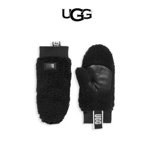 UGG Black Faux Shearling Mittens NWT